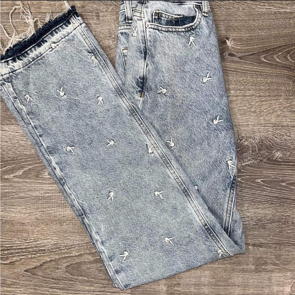 PLAYBOY Light Blue Embroidered Womens Jeans